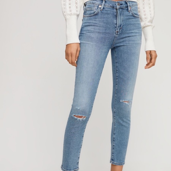 Citizens of Humanity Rocket Crop High Rise Skinny Jean, Distressed Serenity 18W - Picture 1 of 16